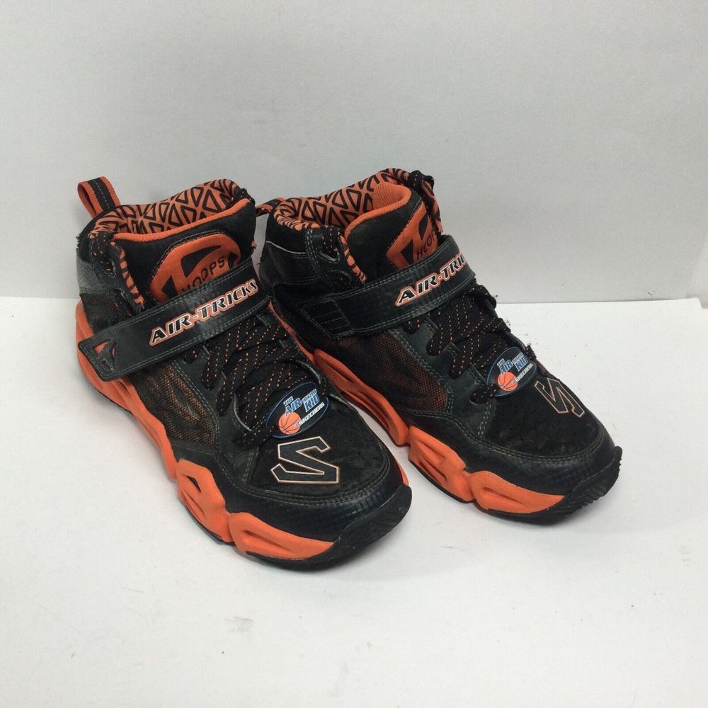 SKECHERS SKX Air Tricks Kids Boys Shoes Size 5 Black Orange Basketball Sneakers